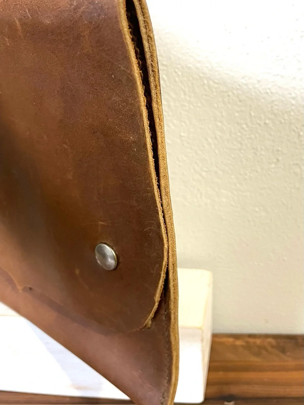 Brown Distressed Leather Clutch Bag Envelope Western Boho Minimalist Purse Case